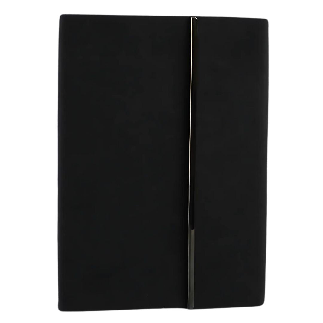 Stealth 3 fold notebook with sleek matte black cover and metal edge