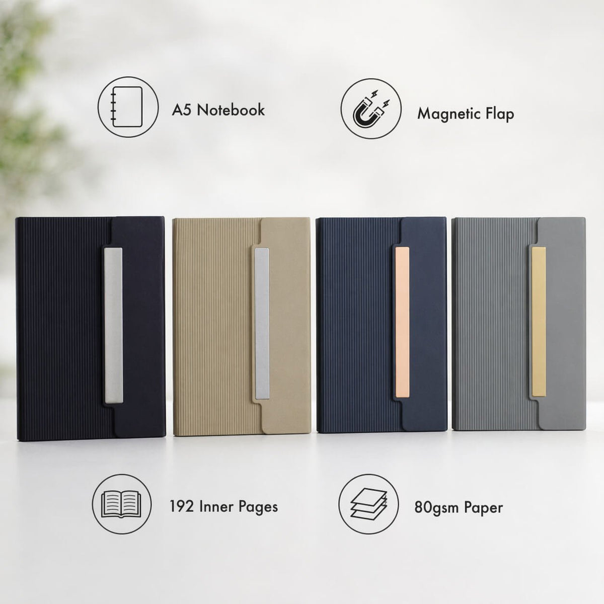 FoldBook Prime: A5 Notebook with magnetic flap closure & Metal Plate  — corporate gift