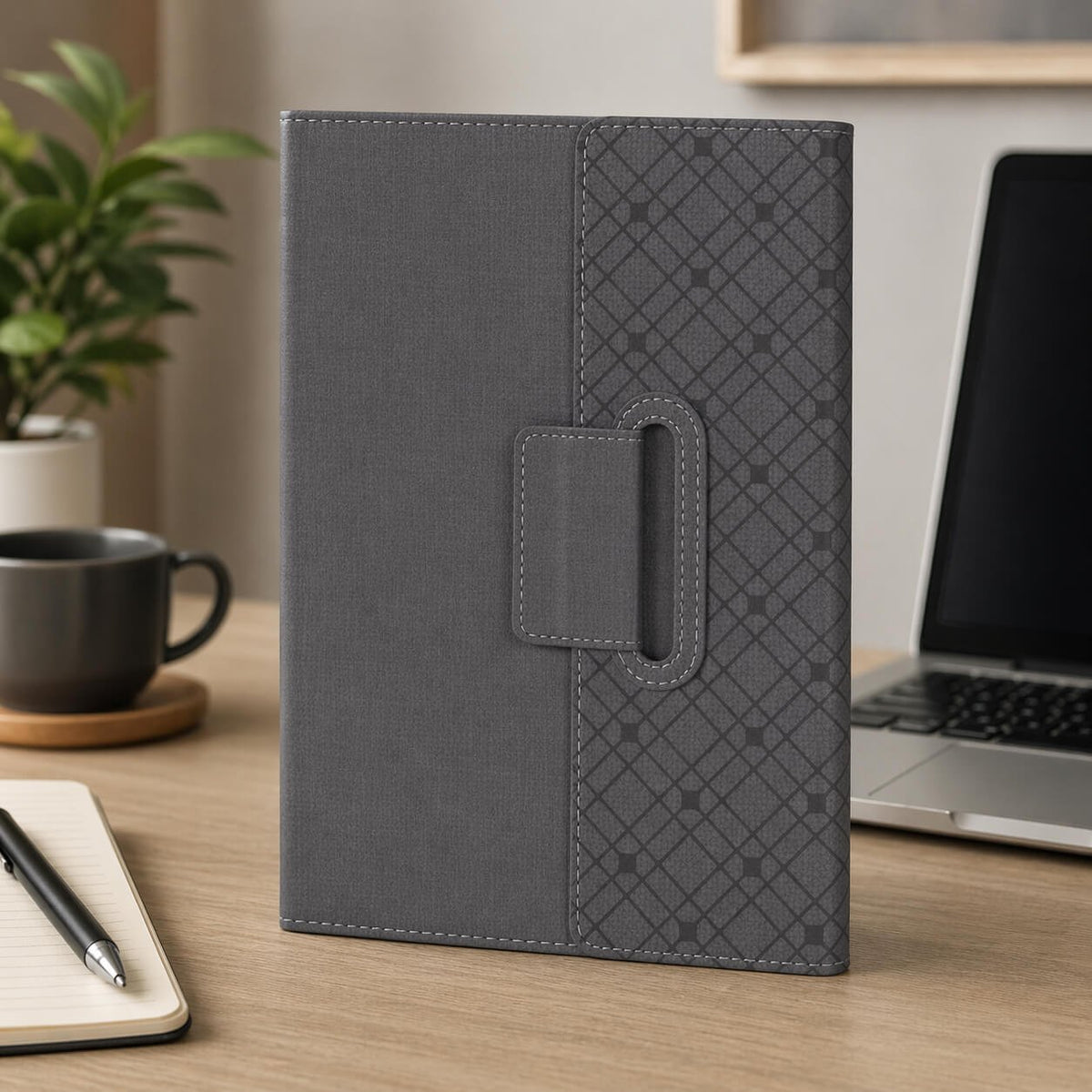 FoldBook Nook: A5 Notebook with magnetic flap closure Grey — corporate gift