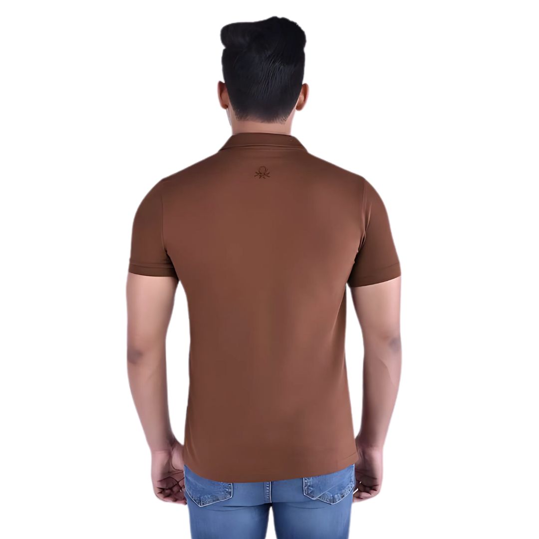 UCB Jacquard Collar Polo T-Shirt – Brown | 100% Cotton Comfort Wear