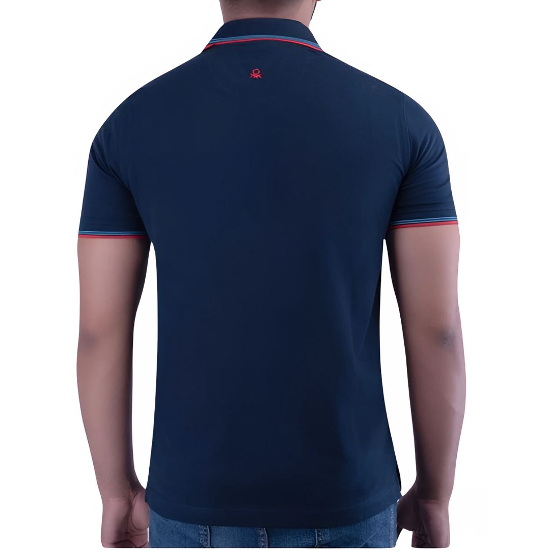 UCB Men’s Navy Blue Cotton Polo T-Shirt front view