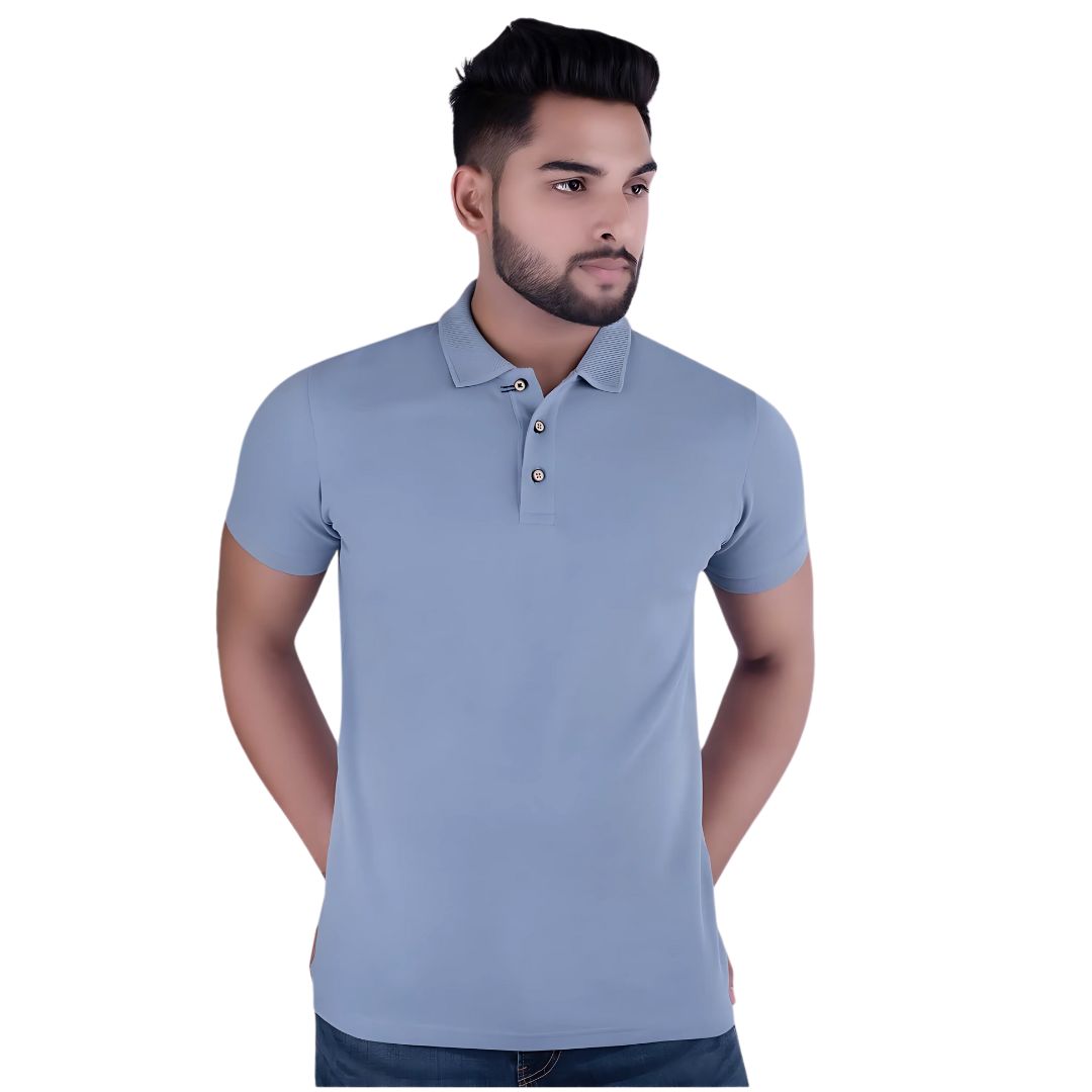 UCB Men’s Polo T-Shirt – Powder Blue, 100% Cotton