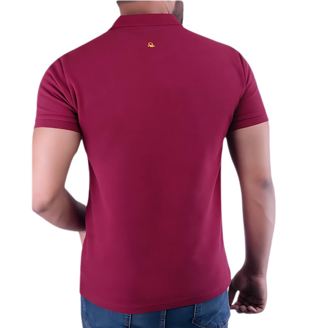 Benetton UCB Polo T-Shirt – Wine (100% Cotton)