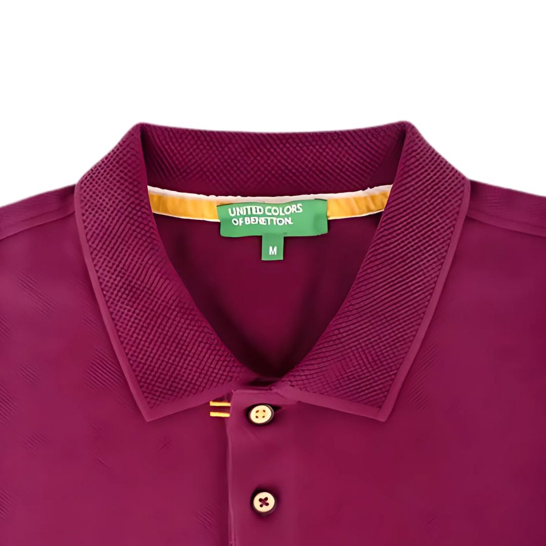 Benetton UCB Polo T-Shirt – Wine (100% Cotton)
