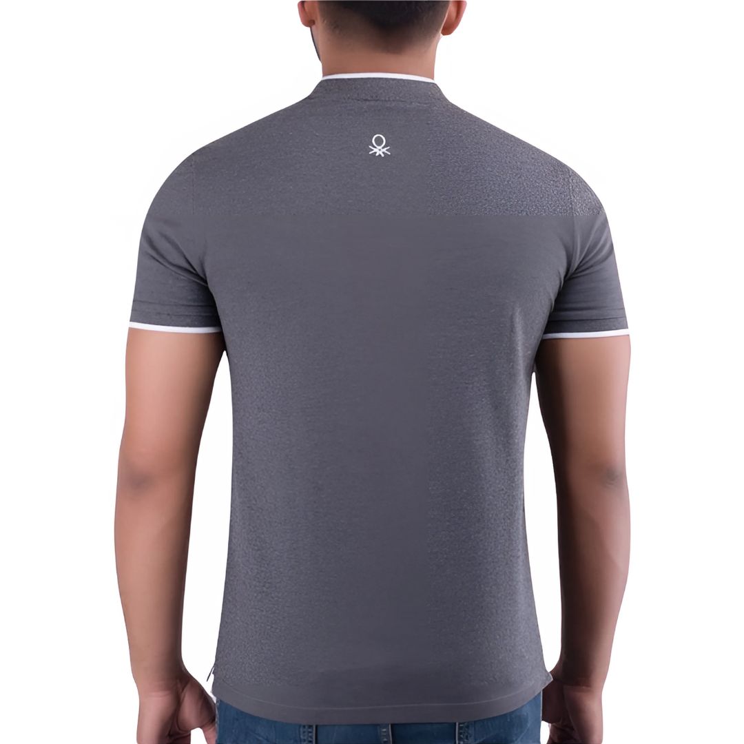 Benetton Jonny Collar Polo T-Shirt – Charcoal Grey