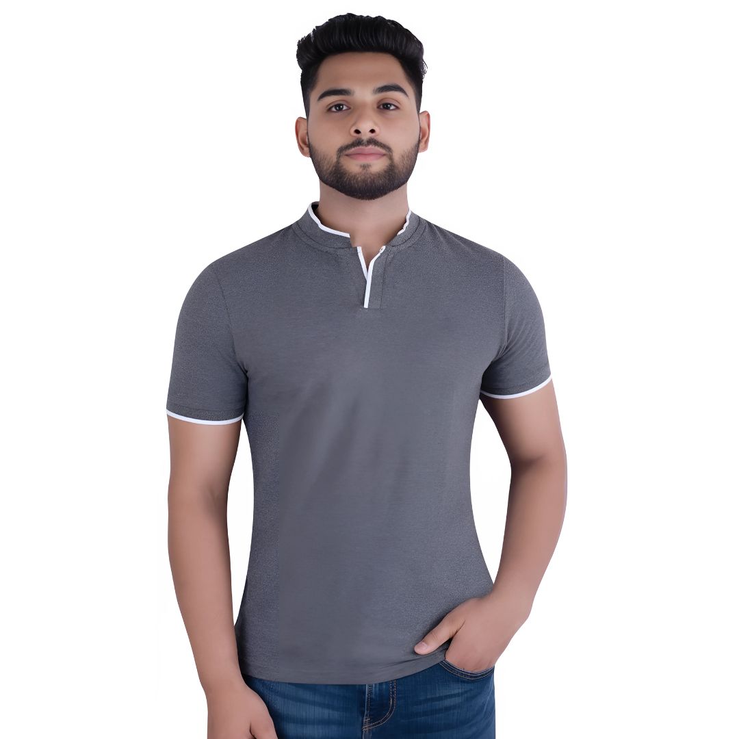 Benetton Jonny Collar Polo T-Shirt – Charcoal Grey