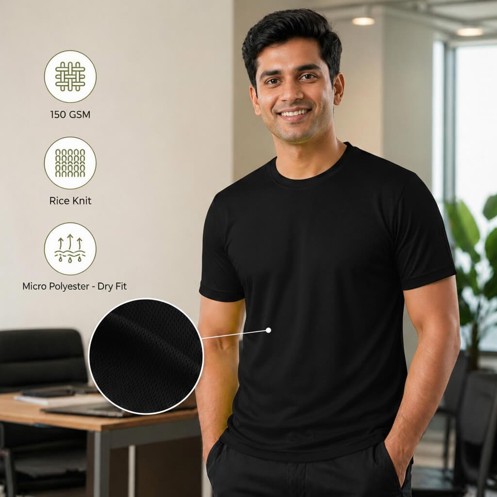 Berlin Black round-neck T-shirt for corporate gifting
