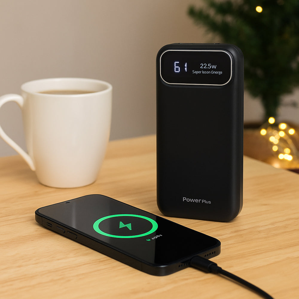 “VoltX 10 Power Bank with digital display and 22.5W fast charging – compact portable charger by Power Plus”