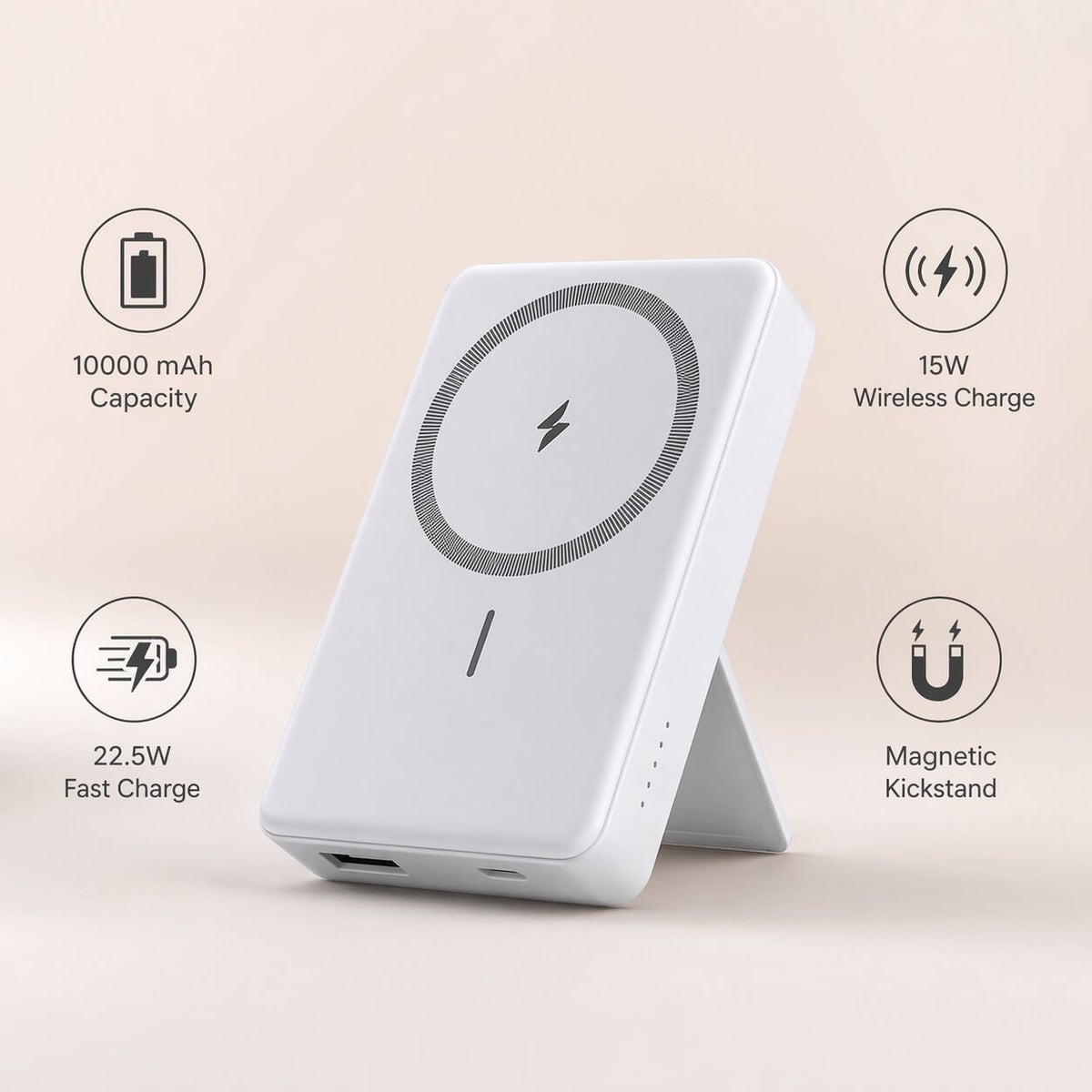 MagKick 10: 10,000 mAh Mini Magnetic Power bank White — corporate gift
