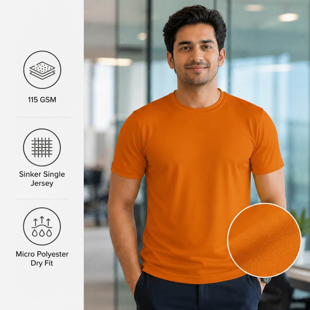 Chelsea Orange round-neck T-shirt for corporate gifting