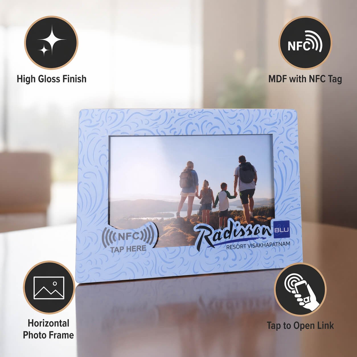 TapFrame: Customized High Gloss Photo Frame in MDF with NFC tag  — corporate gift