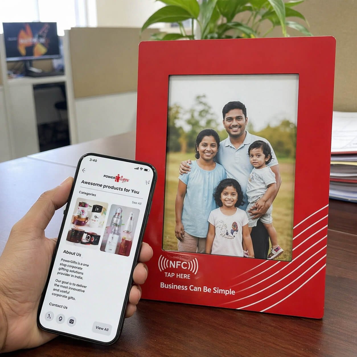 TapFrame: Customized High Gloss Photo Frame in MDF with NFC tag  — corporate gift