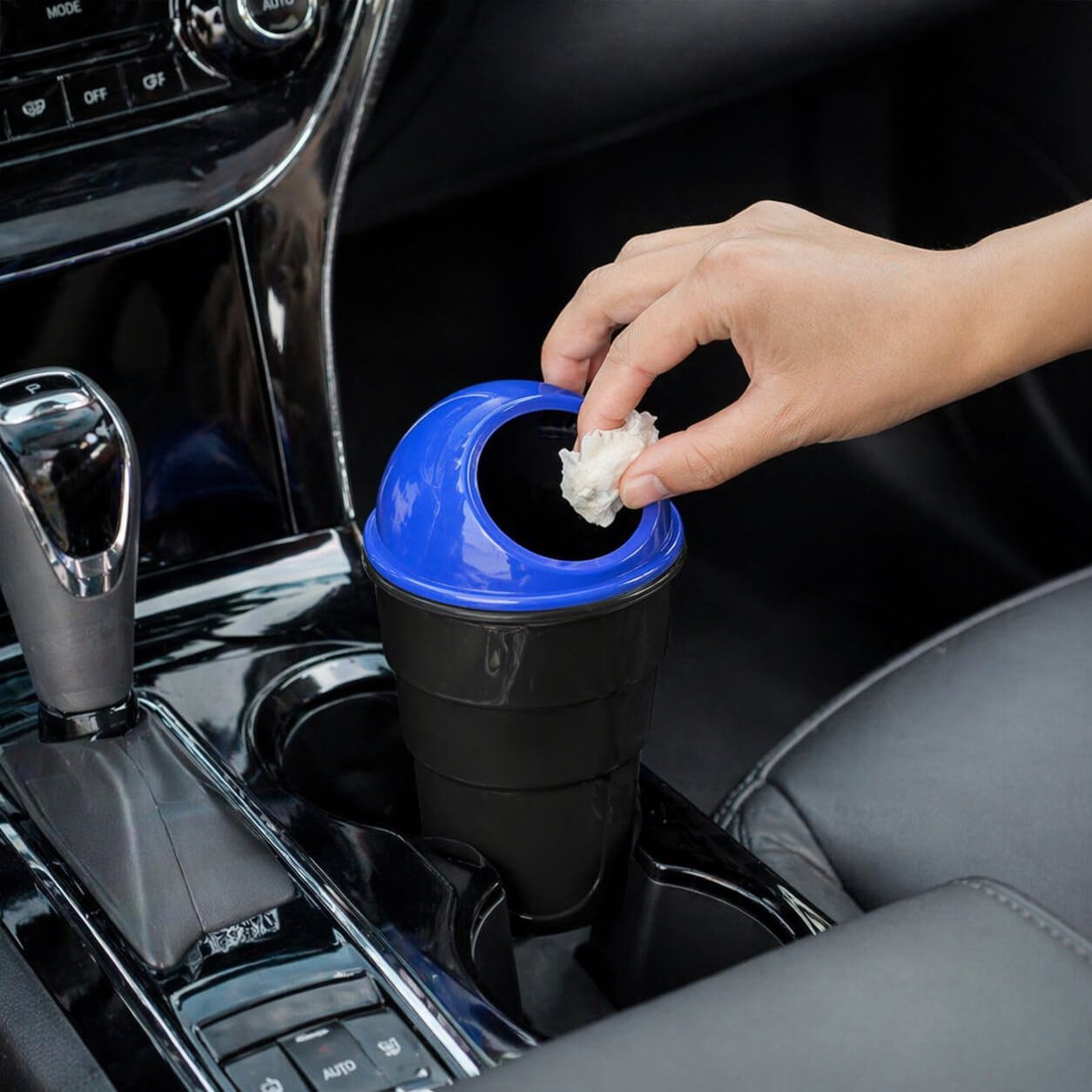 Car trash holder / dustbin (fits in car cup / bottle holder) Blue — corporate gift