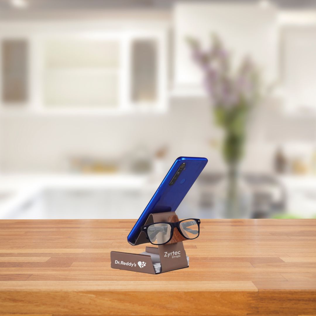 E372 – Metal Phone Stand with Writing Pad & Spectacle Holder