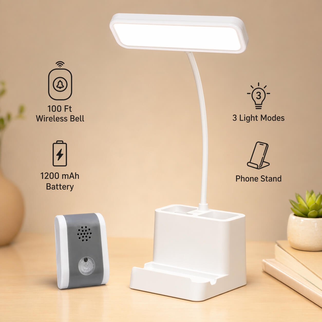 Podium Ring XL: Rechargeable LED lamp with Wireless Bell Function  — corporate gift