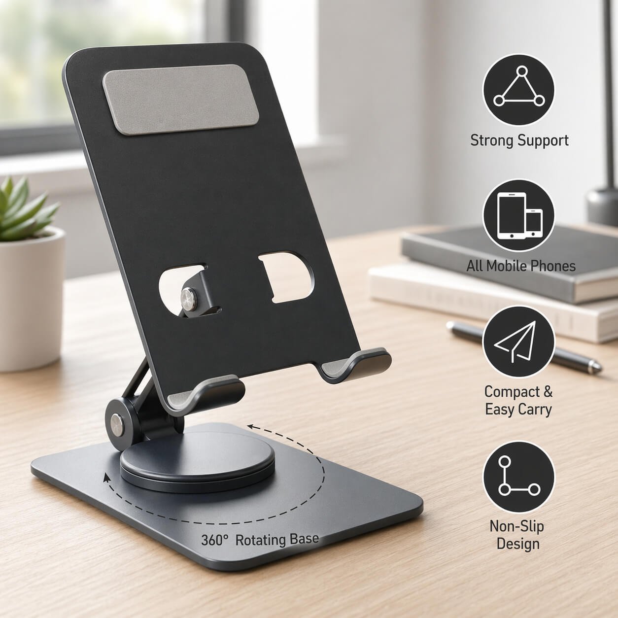Foldstand: Folding & Rotating Metal Mobile Stand  — corporate gift