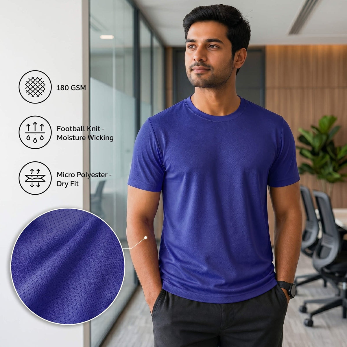 Falcon Royal Blue round-neck T-shirt for corporate gifting