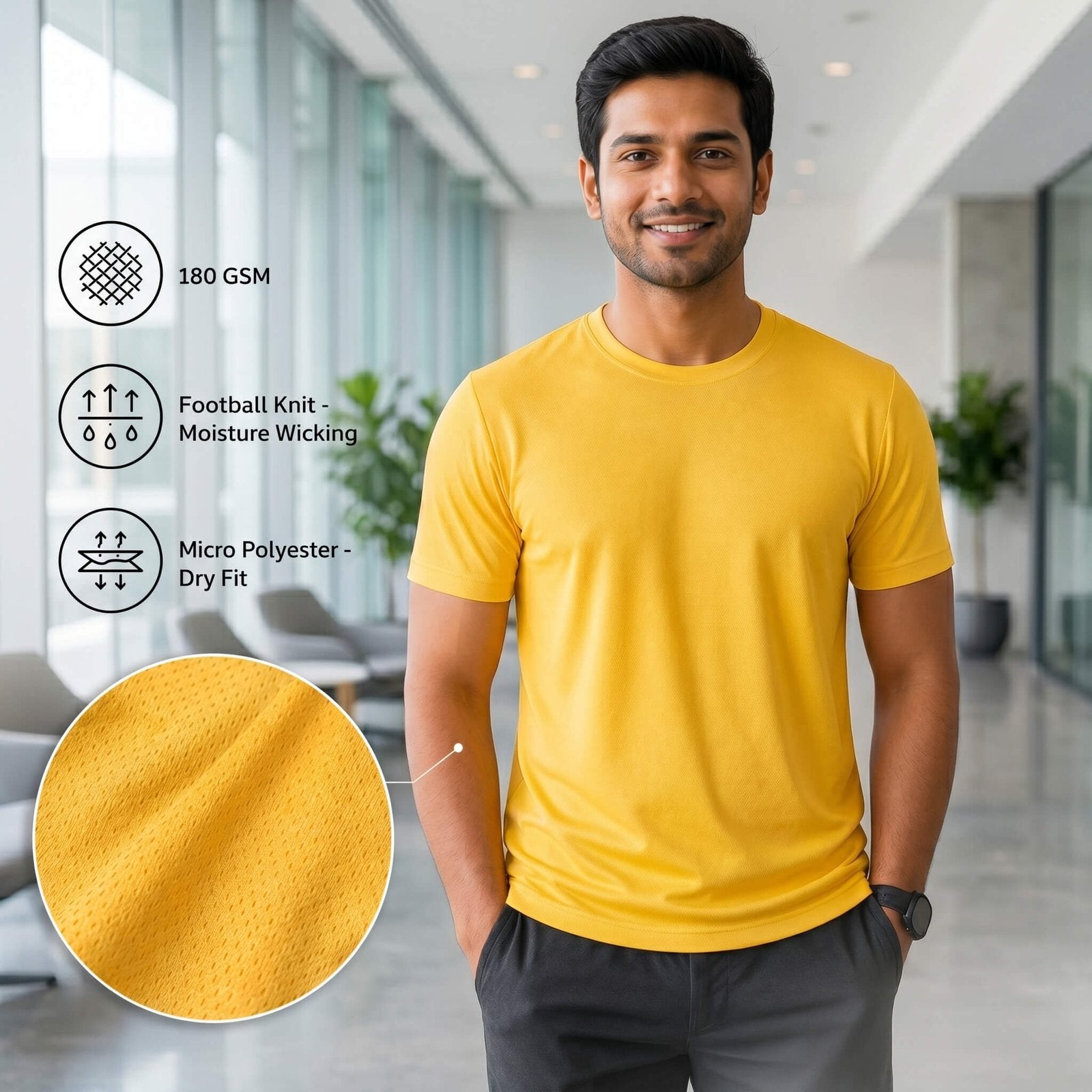 Falcon Yellow round-neck T-shirt for corporate gifting