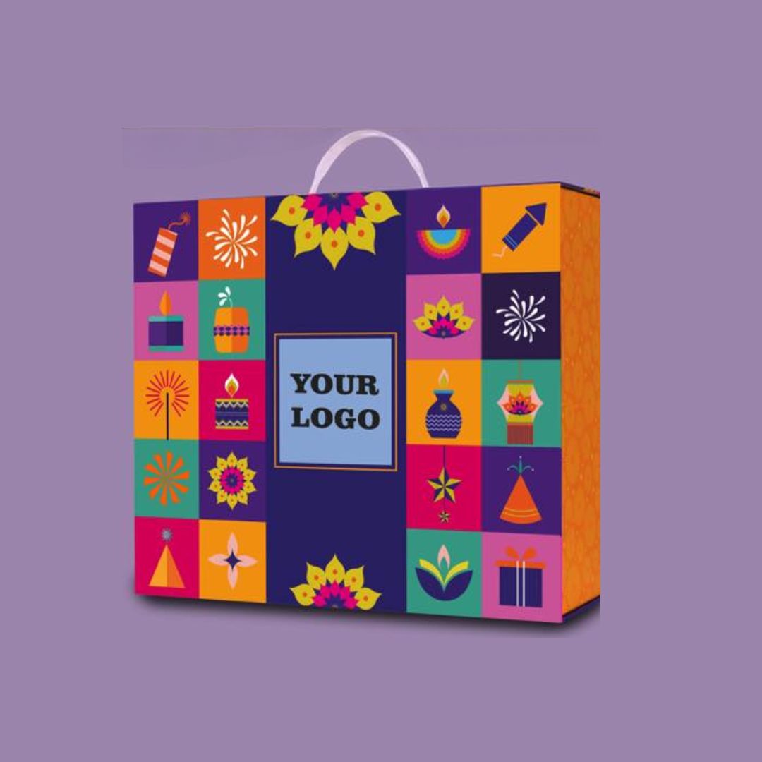 Festive magnetic gift box with colorful Diwali-themed design