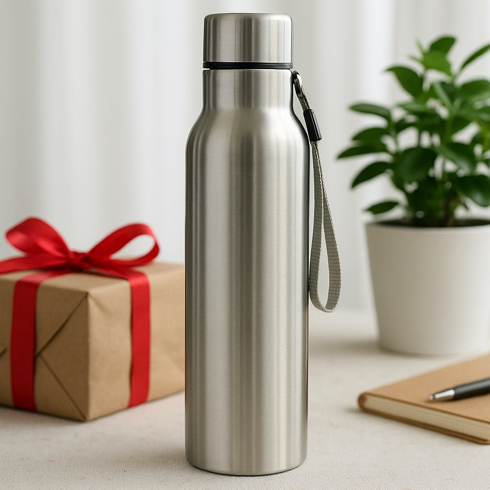 Stainless steel water bottle 750ml with strap for daily hydration