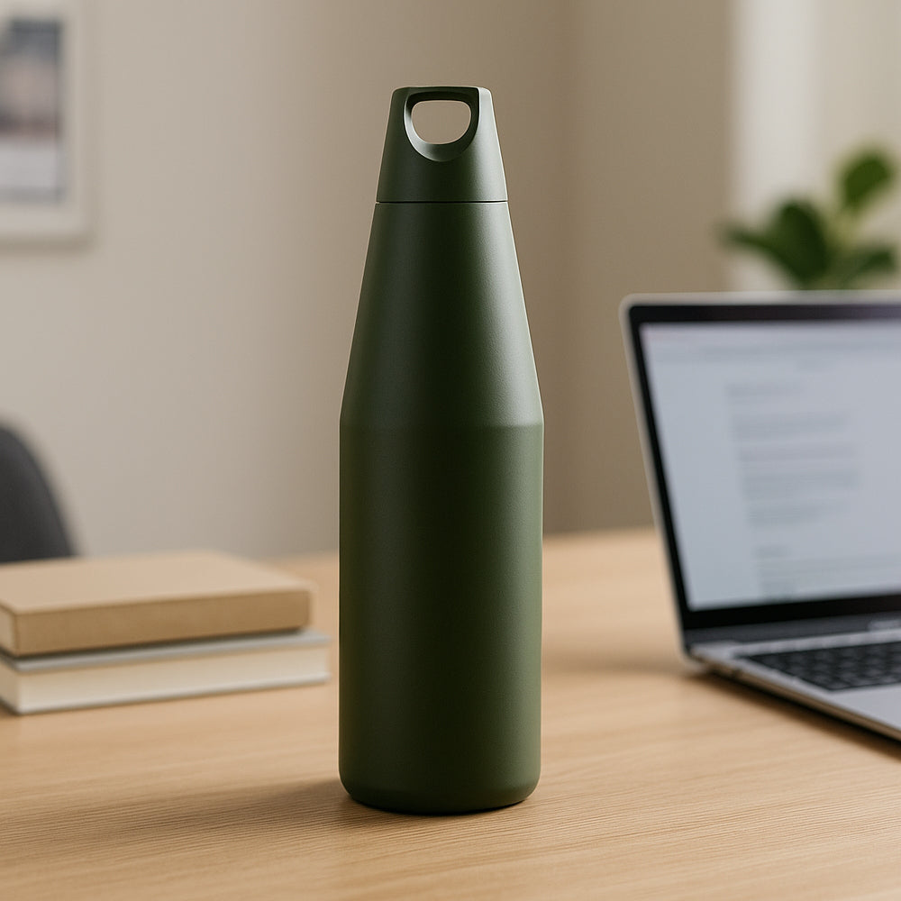 Matte green stainless steel water bottle 1080ml – durable 316 SS design for office, gym, or travel use