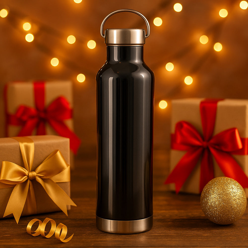 Stainless steel water bottle 1000ml with modern design, perfect for office or travel