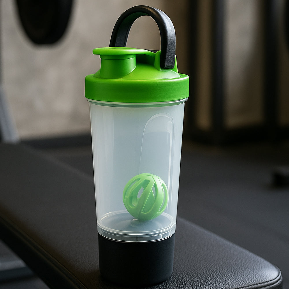 BPA-free 700ml green shaker bottle for gym, fitness, and protein drinks