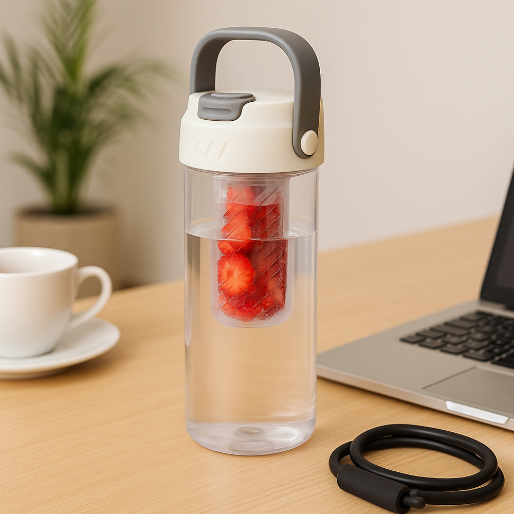 700ml BPA-free plastic infuser water bottle with handle, perfect for home, office, and fitness use