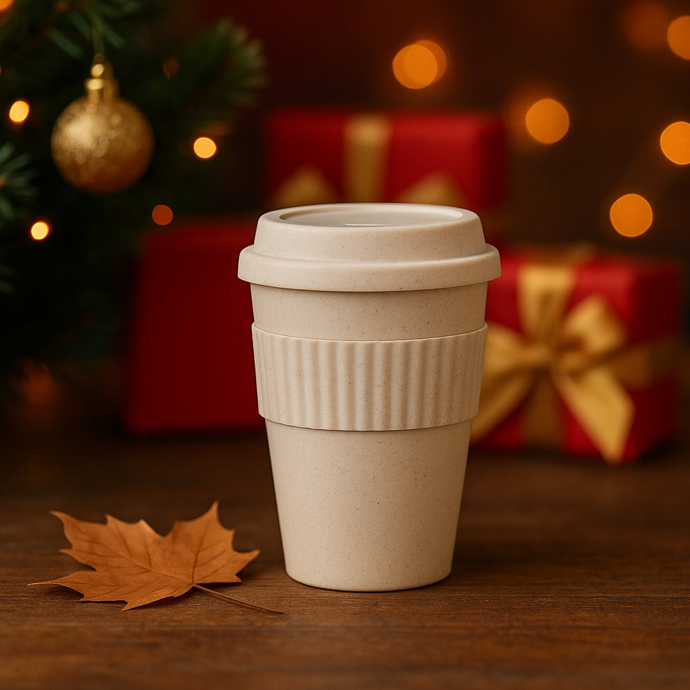 Eco-friendly wheat fiber travel mug – reusable, leak-proof, and biodegradable drinkware by Yubingo