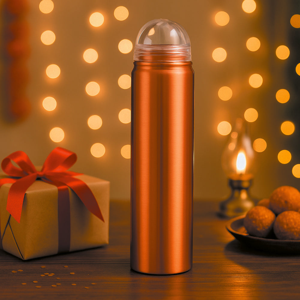 99% pure copper water bottle 800ml with transparent cap for daily hydration and gifting