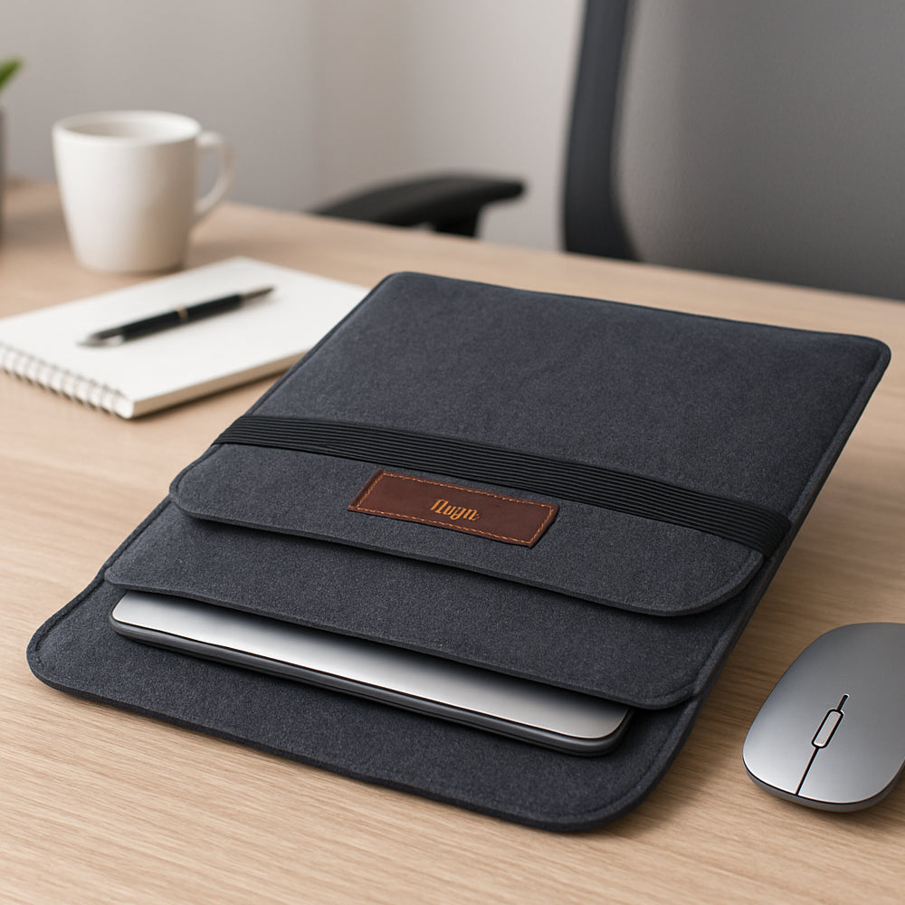 Laptop Sleeve GBI-4303 – 15.6" Felt Cover with Leather Accent