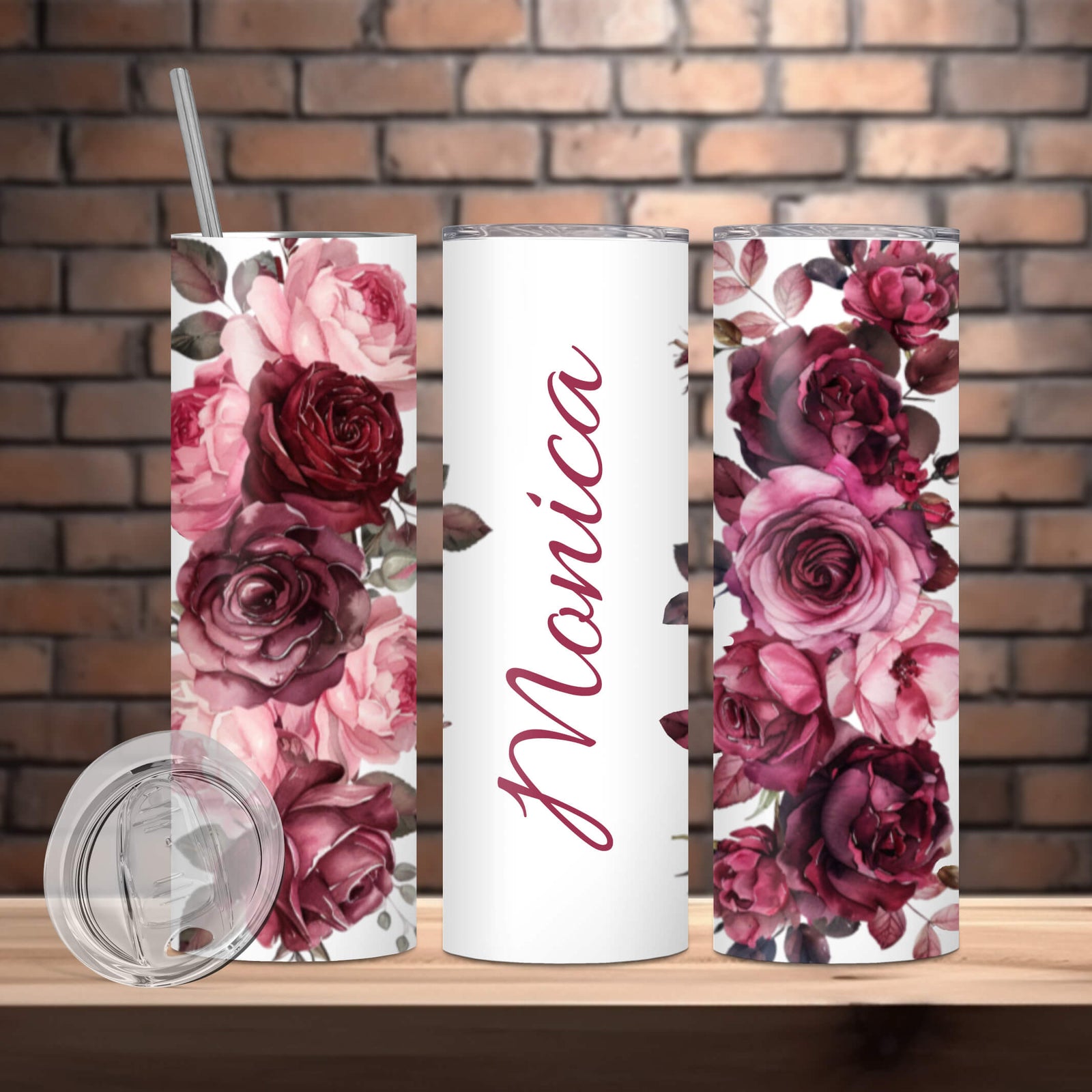 Personalised Name Floral Insulated Steel Tumbler – 590 ML