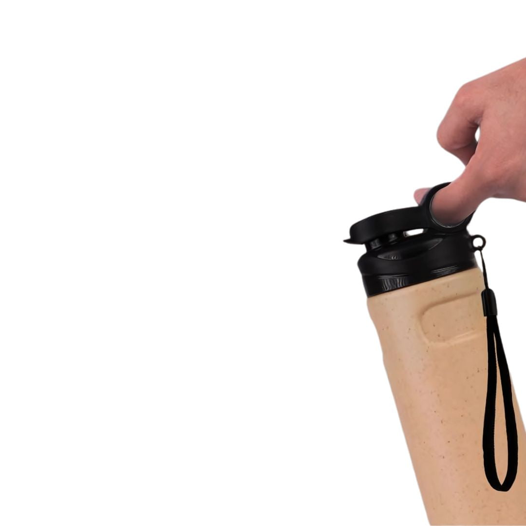 Eco-friendly insulated steel bottle with rice husk outer body, 500 ml