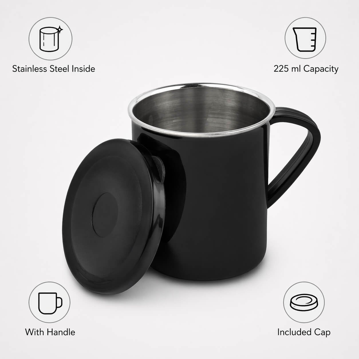 Shiny Steel Coffee mug with handle  — corporate gift