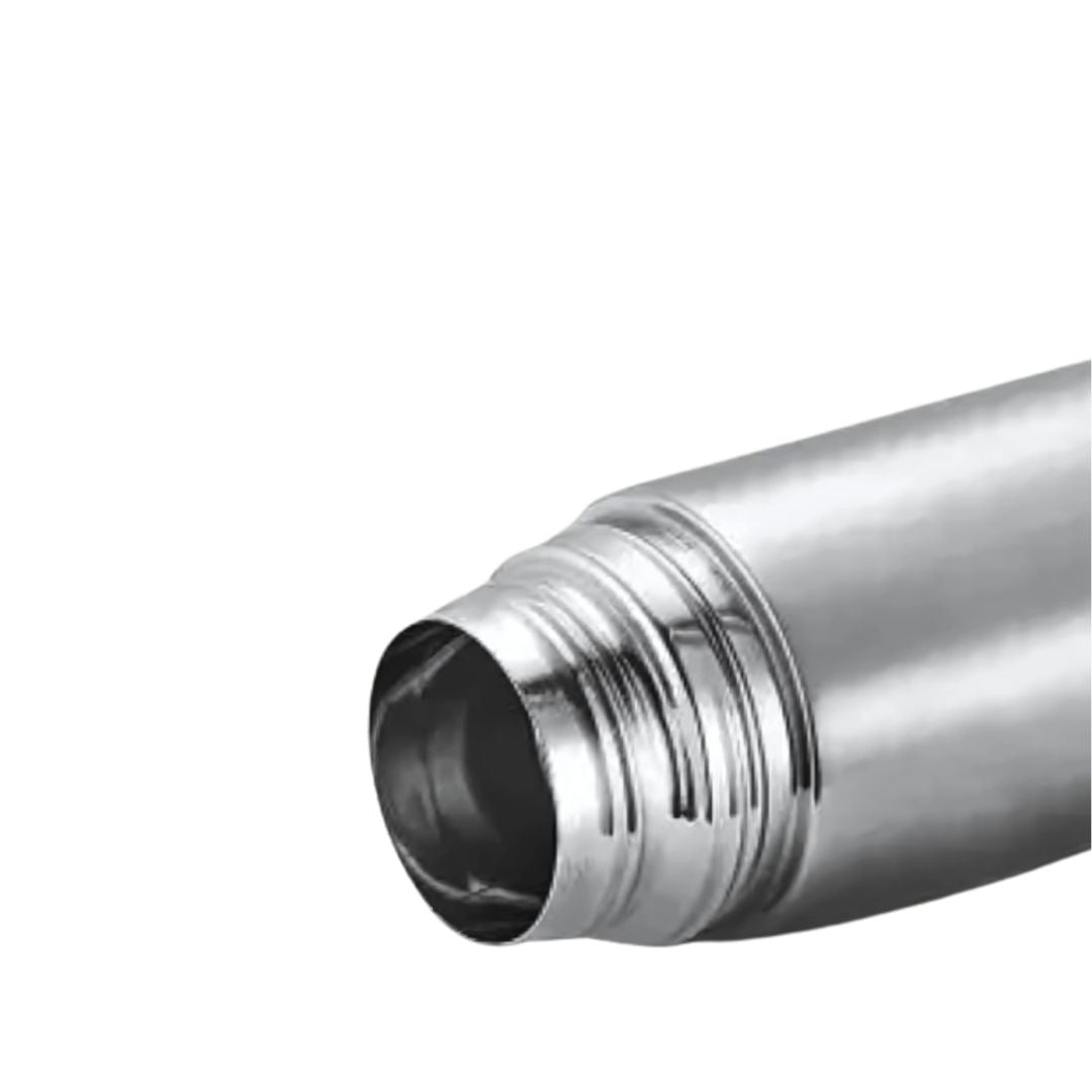 Close-up view of stainless steel bullet vacuum flask mouth