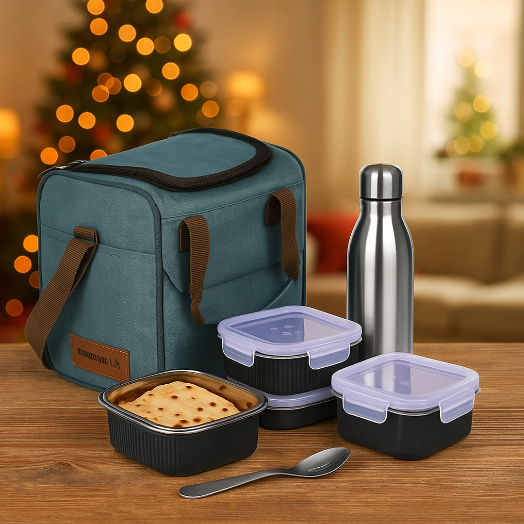 PIK-KIT Joy all-in-one lunch box with containers, bottle, table mat, and premium bag