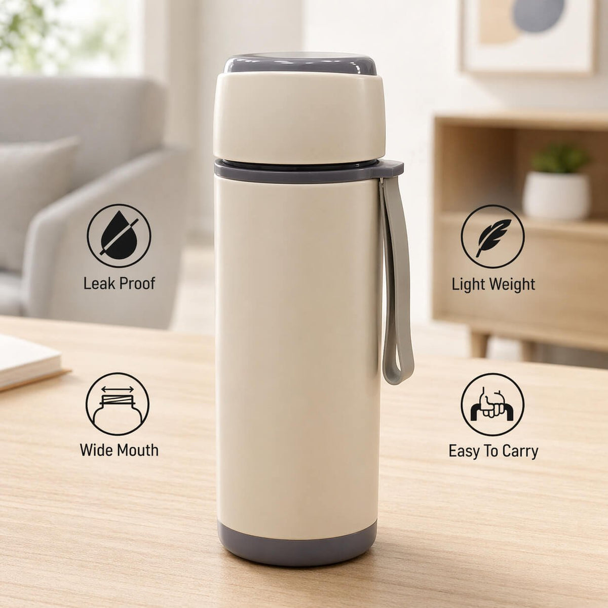 Glaze: Dual-Tone Glossy Glass Bottle with Carry Strap  — corporate gift