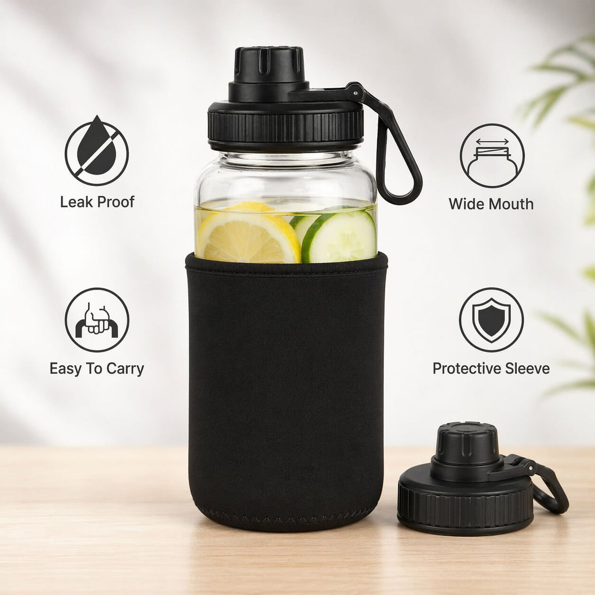 SportTank: Gallon style Glass Bottle with Carry Handle &amp; Protective Sleeve  — corporate gift