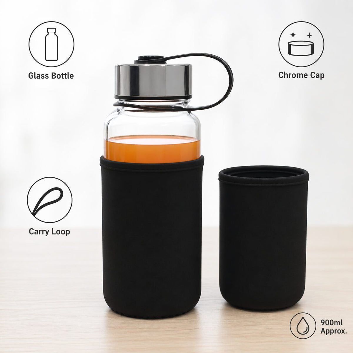 ChromeTank: Gallon style Glass Bottle with Polished Chrome Cap &amp; Neoprene Sleeve  — corporate gift