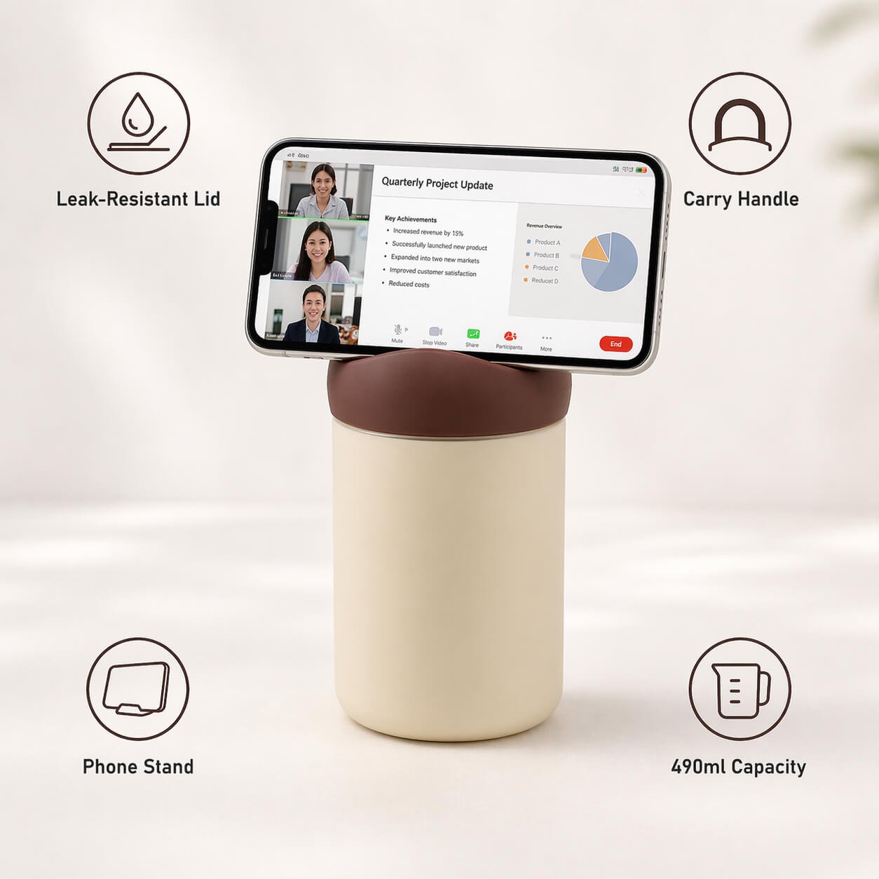 GlassArch: Glass Bottle with Structural Carry-Handle & Phone Rest  — corporate gift