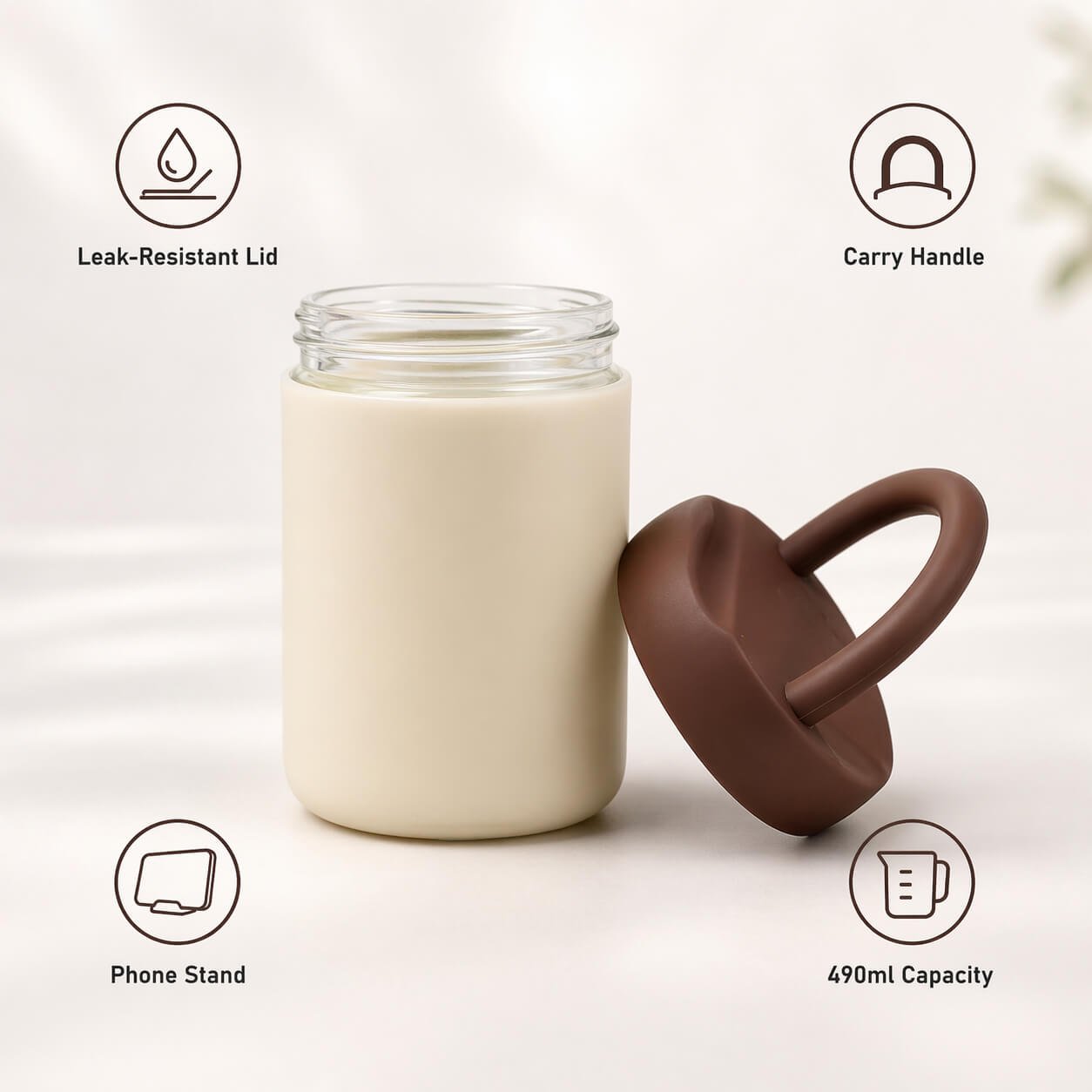 GlassArch: Glass Bottle with Structural Carry-Handle & Phone Rest  — corporate gift