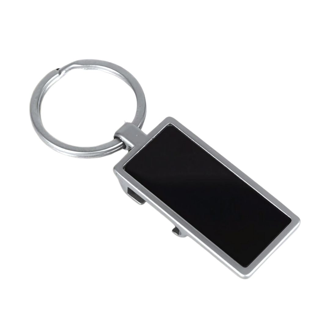 Multifunction keychain used as bottle opener with hand holding soda bottle