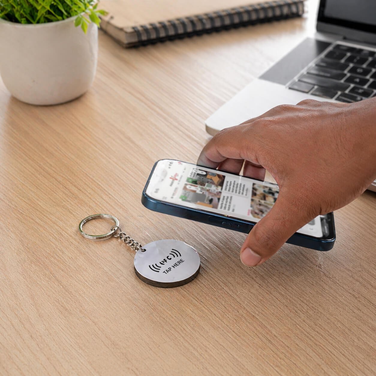 TapChain Round: Customized MDF Keychain with NFC Tag  — corporate gift