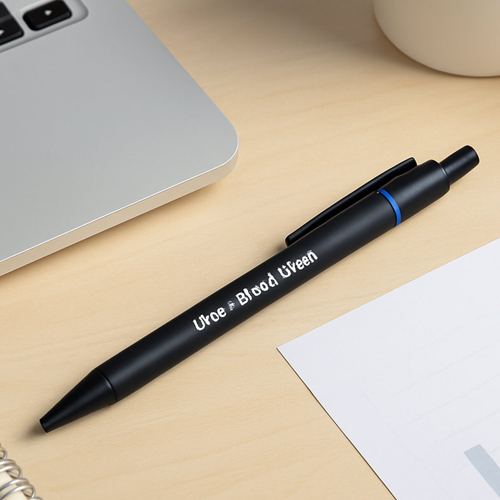 L174 - Uno Black Metal Pen with Colored Highlights - corporate gift by YuBingo