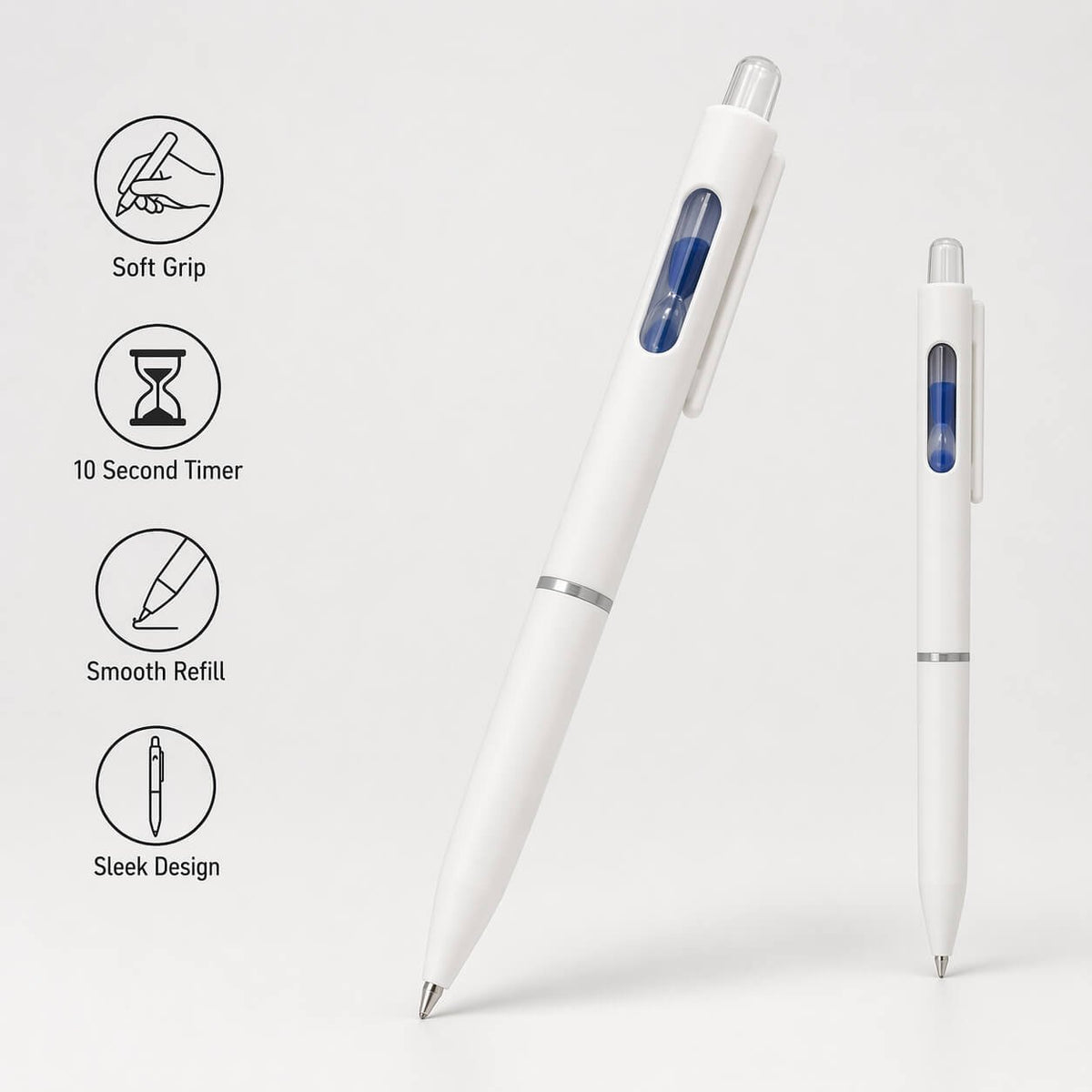 Sand timer pen with Soft grip Blue — corporate gift