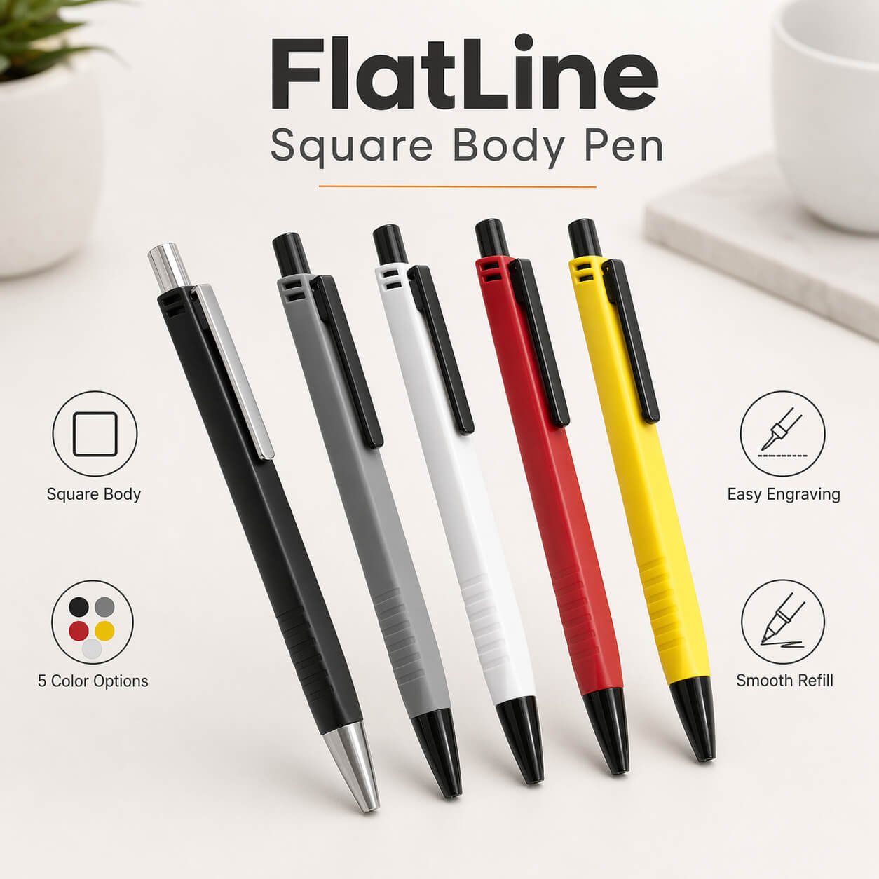 FlatLine: Square body pen with super smooth refill  — corporate gift