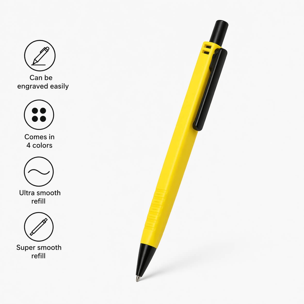 FlatLine: Square body pen with super smooth refill Yellow — corporate gift
