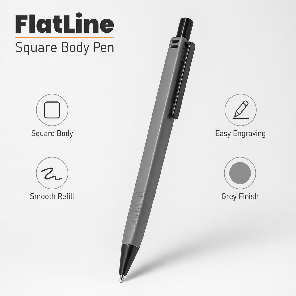 FlatLine: Square body pen with super smooth refill — Premium Corporate Gift | L191