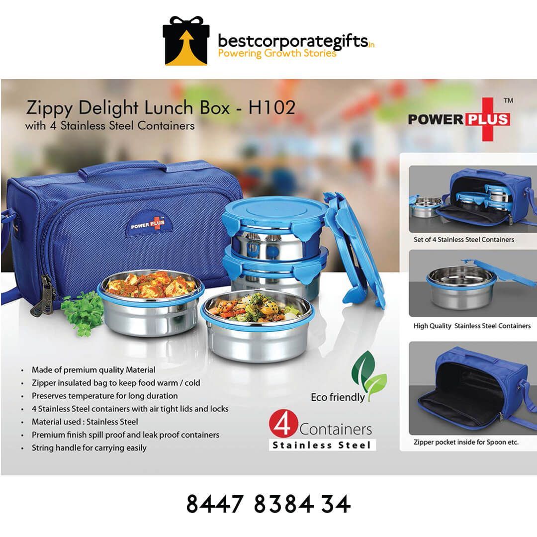 YuBingo Zippy Delight 4 Containers Steel Lunch Box - Corporate Gift | YuBingo corporate gift