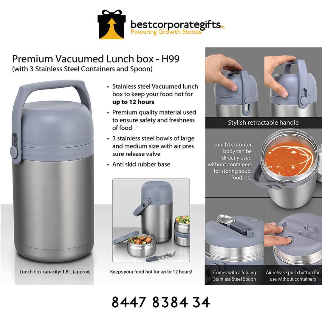 YuBingo Premium Stainless Steel Lunch Box with 3 Stainless Steel Containers and Spoon - Corporate Gift | YuBingo corporate gift